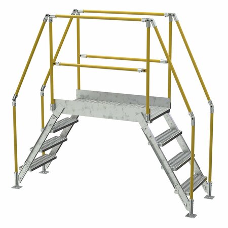 VESTIL 4 Step Galvanized Steel Cross-Over Ladder 91"x82.15" 500lb Capacity COL-4-36-33-HDG